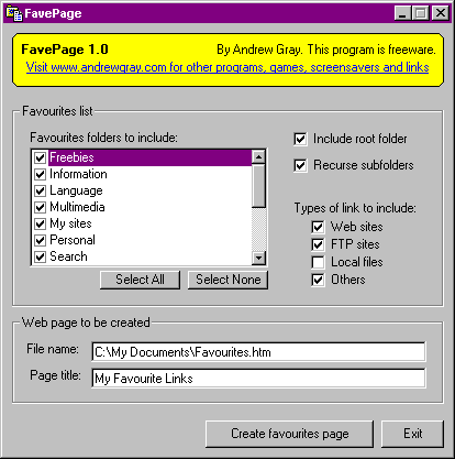 FavePage Screenshot